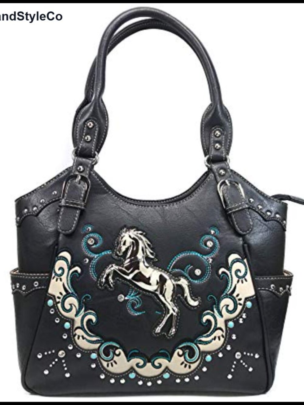 Western Concealed Carry Tote Purse Floral Embroidered Studded Handbag